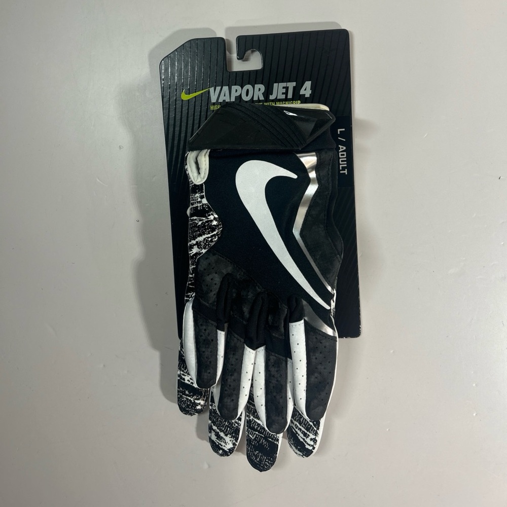 Nike Vapor Jet 4 High Speed Skill Football Gloves GF0572-010 BLK/WHT New W Tag